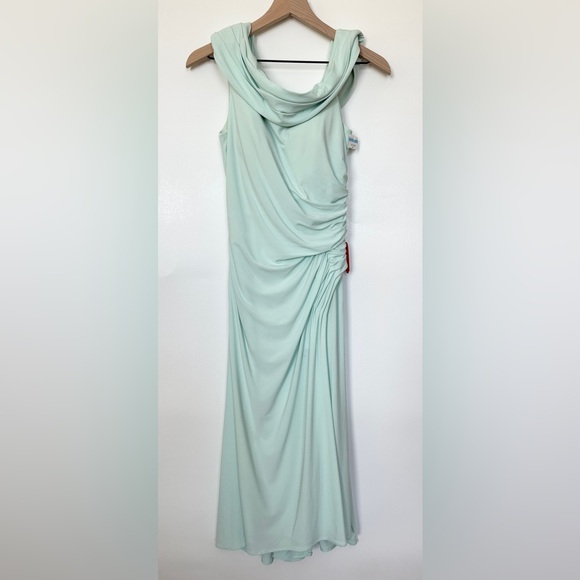 Ieena by Mac Duggal Women's Mint Ruched Off-The-Shoulder Midi Dress 004 - Picture 2 of 7